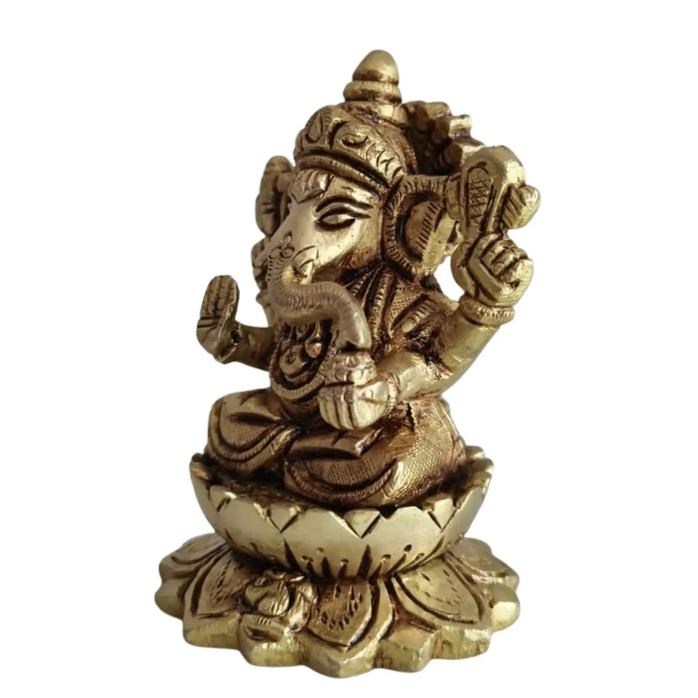 Lord Ganesha Idol with Turban – Remover of Obstacles for Success and Wisdom   Brass Ware