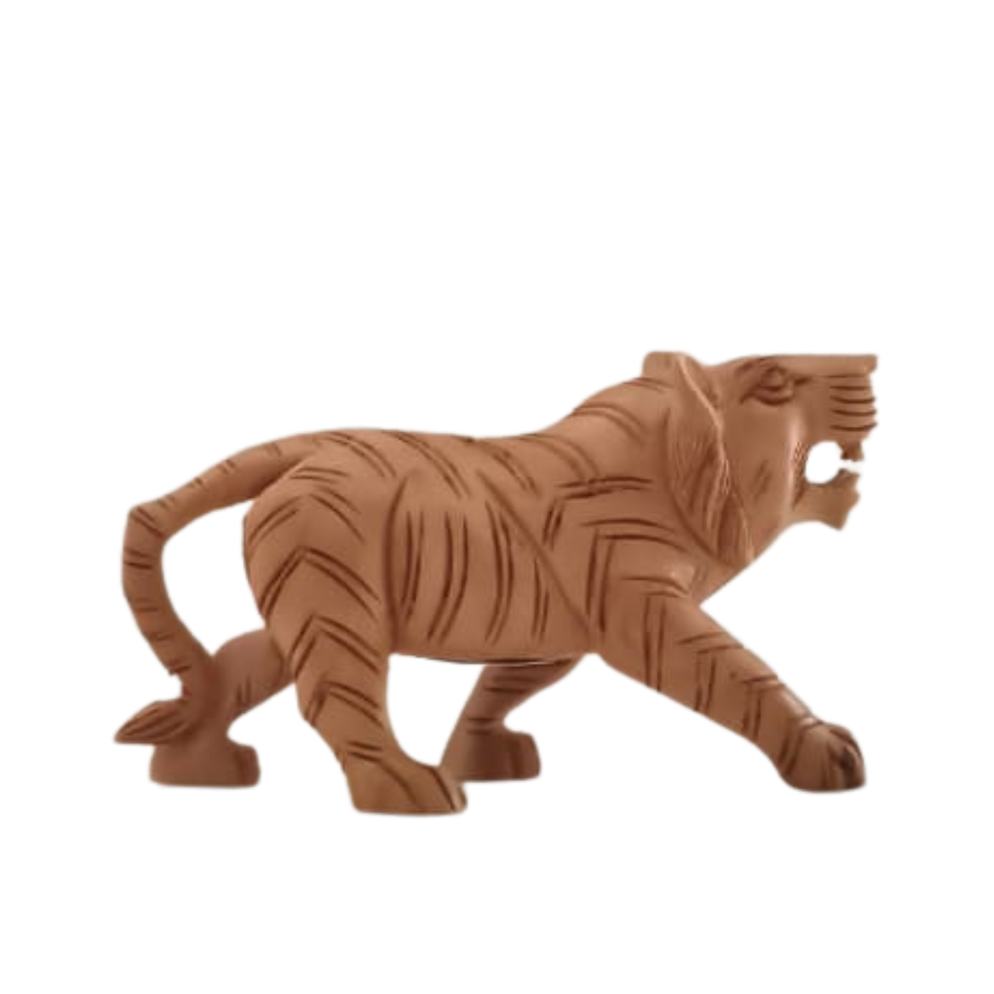 Decorative Wooden Tiger | Intricately Hand-Carved Animal Figurine