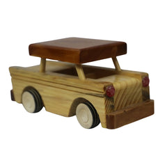 Handmade Channapatna wooden sedan car toy with smooth lacquer finish