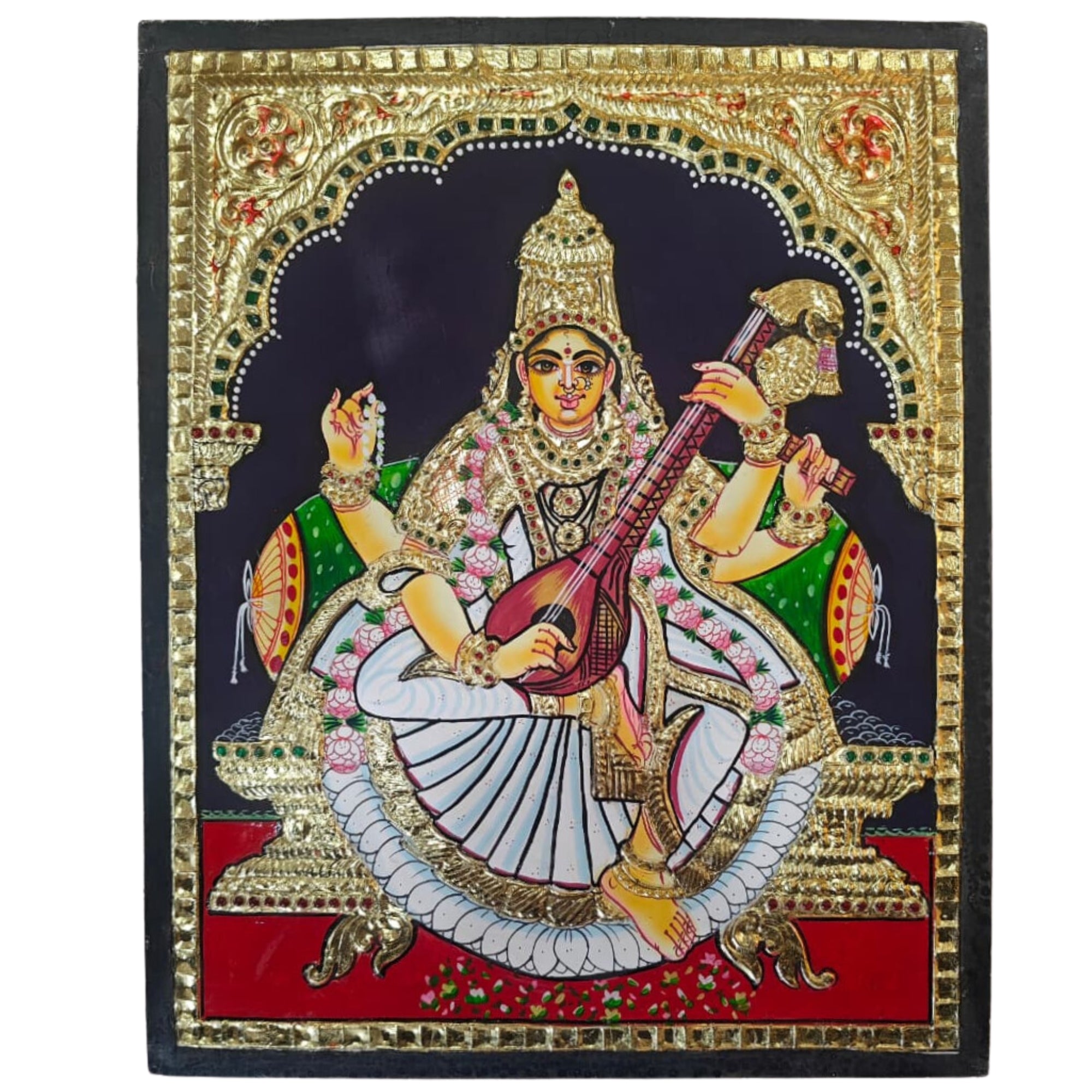 Beautiful Saraswathi Devi Thanjavur Painting – Timeless Indian Craft