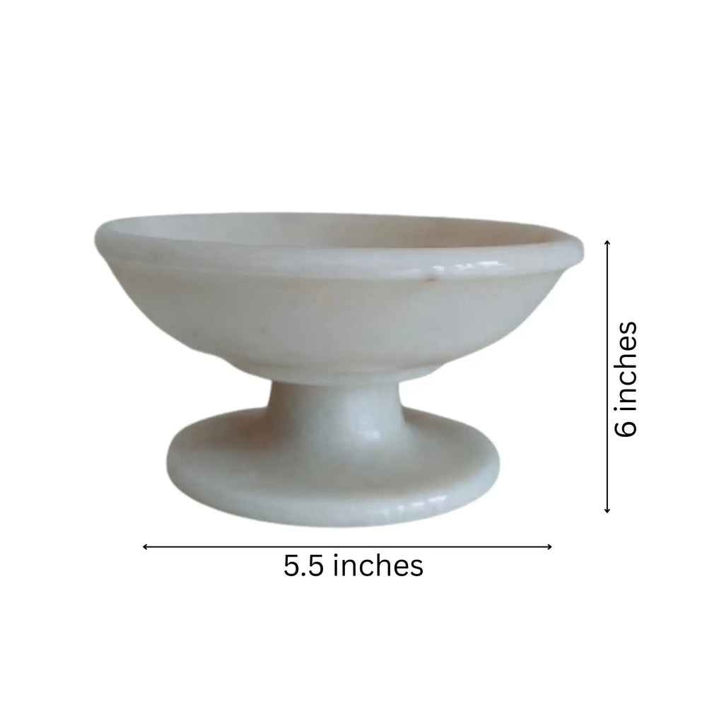 Handcrafted White Marble Pedestal Tray   Marble