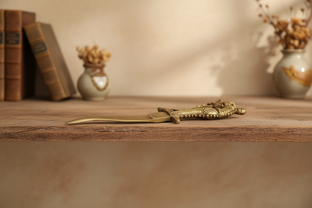 Brass Yali Decorative Dagger | Mythical Guardian Decor Knife   Brass Ware