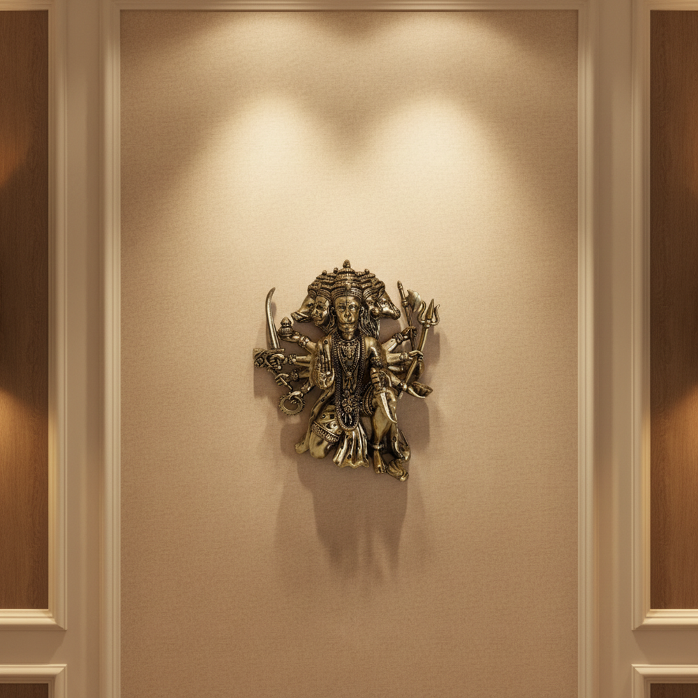 Brass Panchmukhi Hanuman Statue - 5-Faced Lord Bajrangbali for Protection & Vastu   Brass Artwork