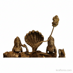 Brass Ananta Shayana Vishnu Statue – Traditional Reclining Mahavishnu Altar Idol   Brass Artwork