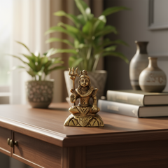 Exquisite Handcrafted Brass Idol of Lord Shiva in Meditation with Trishula