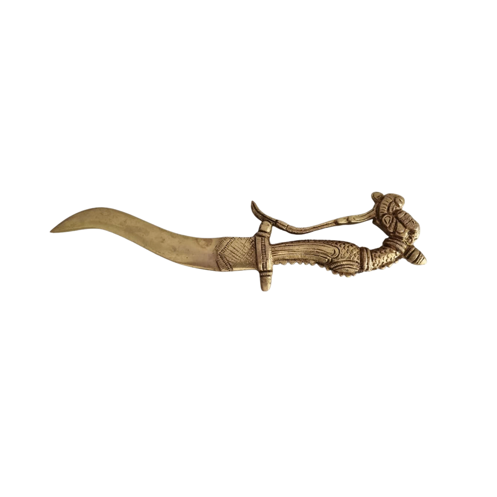 Brass Yali Decorative Dagger | Mythical Guardian Decor Knife   Brass Ware