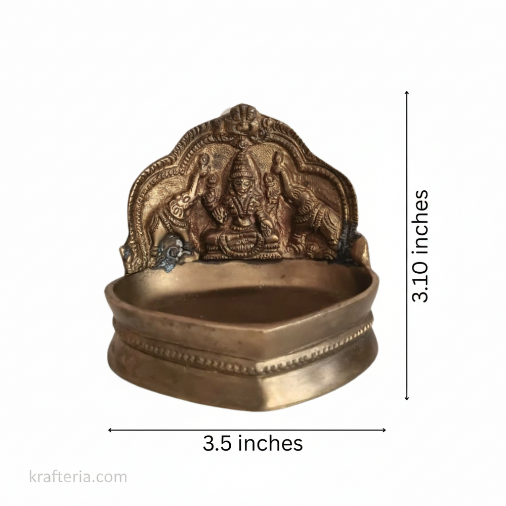 Brass Gajalakshmi Table Diya | Traditional Goddess Lakshmi Oil Lamp for Prosperity   Brass Artwork