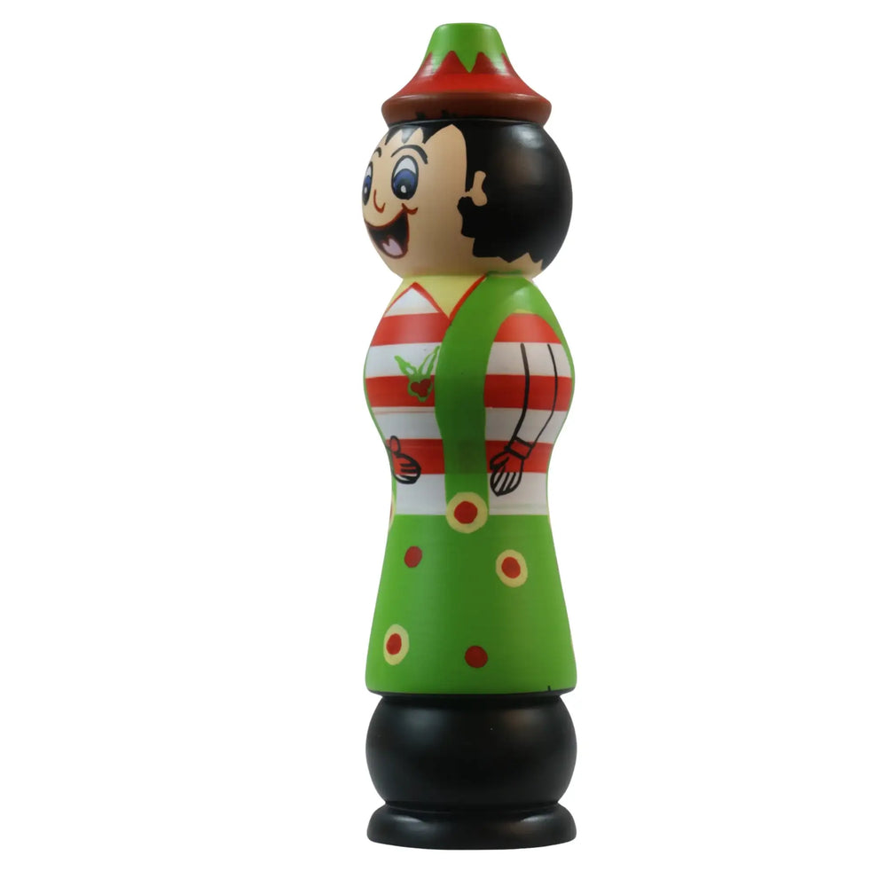 Wooden Santa and Joker peg dolls with durable child-safe paint