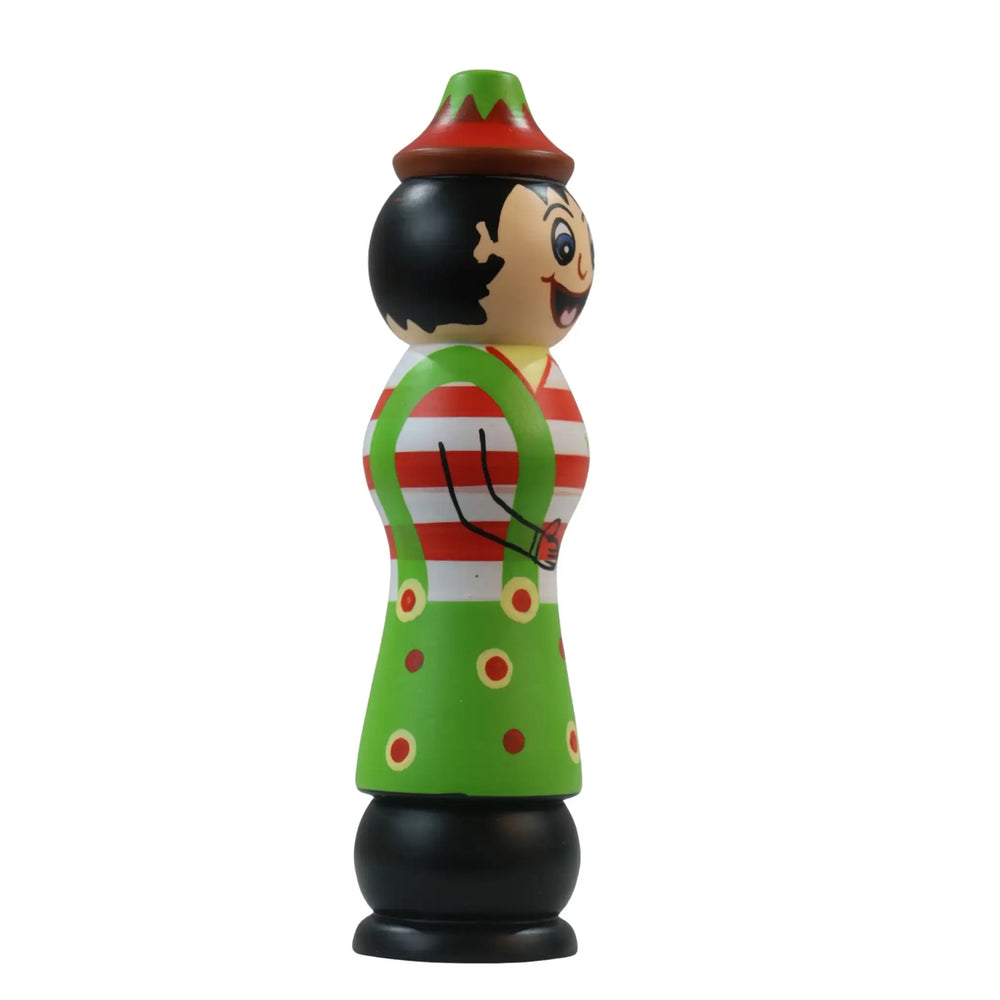 Eco-friendly wooden peg dolls with Santa, Joker and men figures