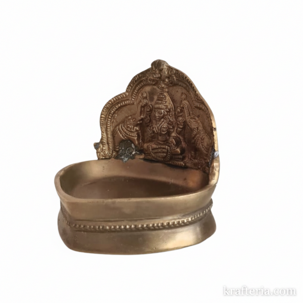 Brass Gajalakshmi Table Diya | Traditional Goddess Lakshmi Oil Lamp for Prosperity   Brass Artwork