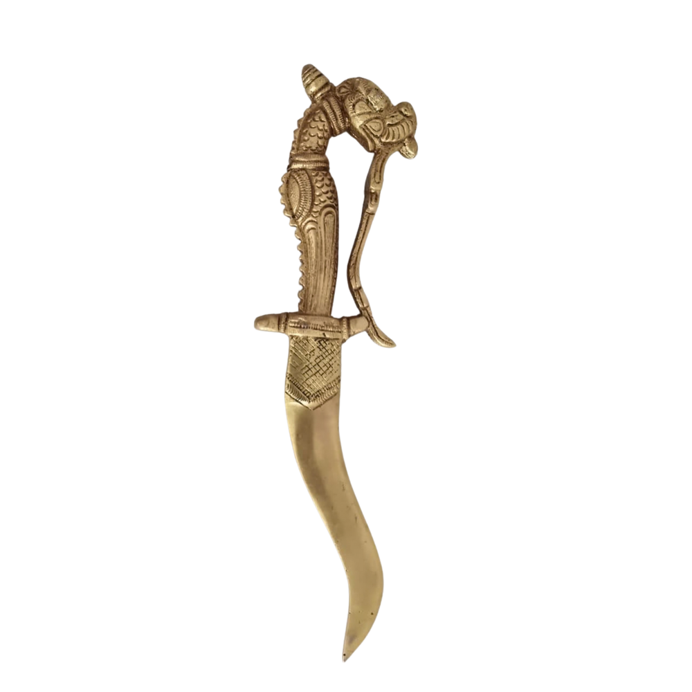 Brass Yali Decorative Dagger | Mythical Guardian Decor Knife   Brass Ware