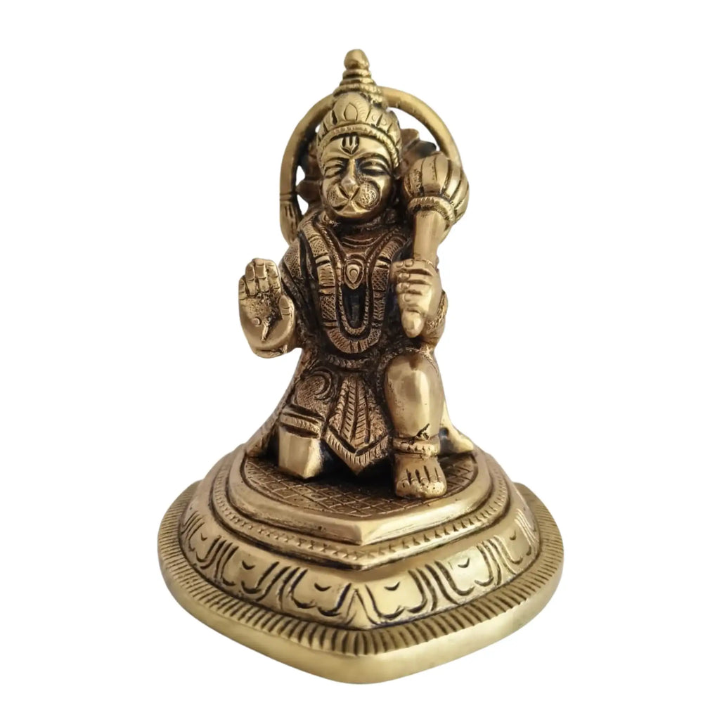 Brass Lord Hanuman Idol with Gada – Symbol of Devotion, Strength, and Protection   Brass Ware