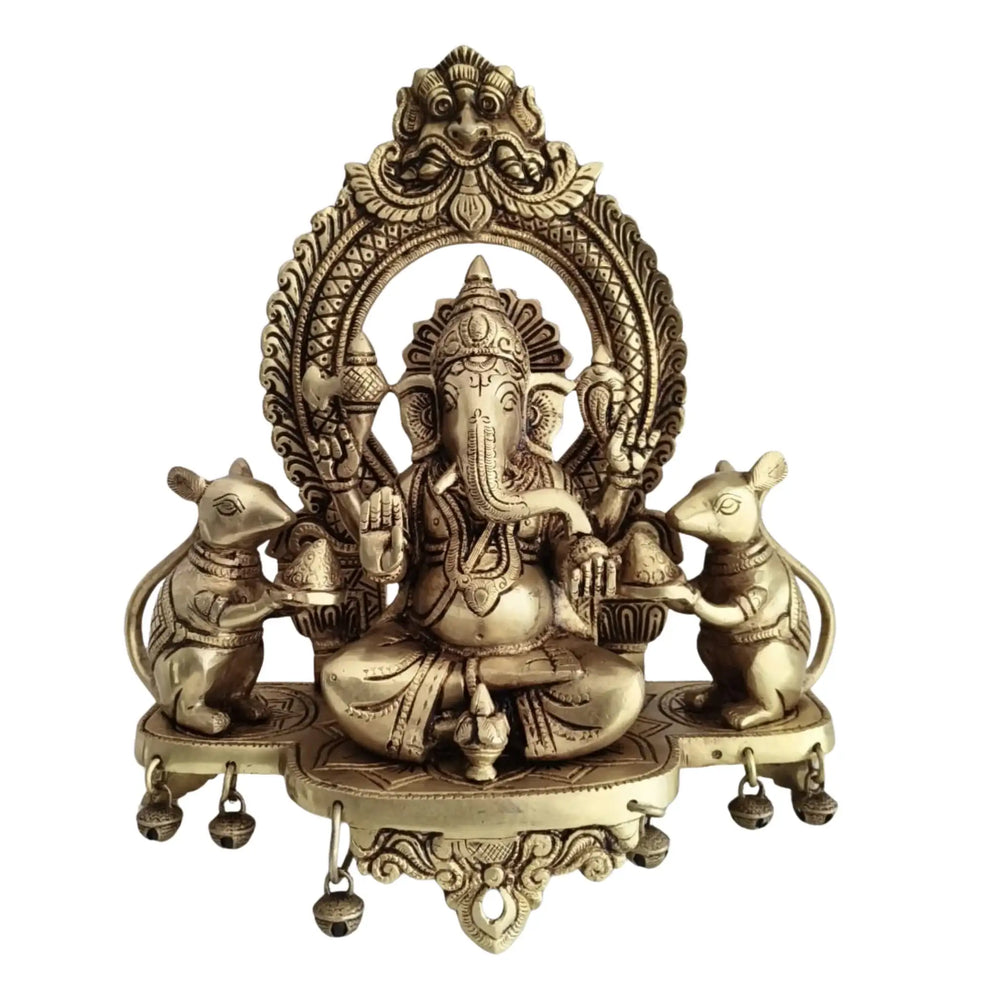 Divine Brass Ganesha with Mushika – Symbol of Wisdom, Humility & Prosperity   Brass Ware