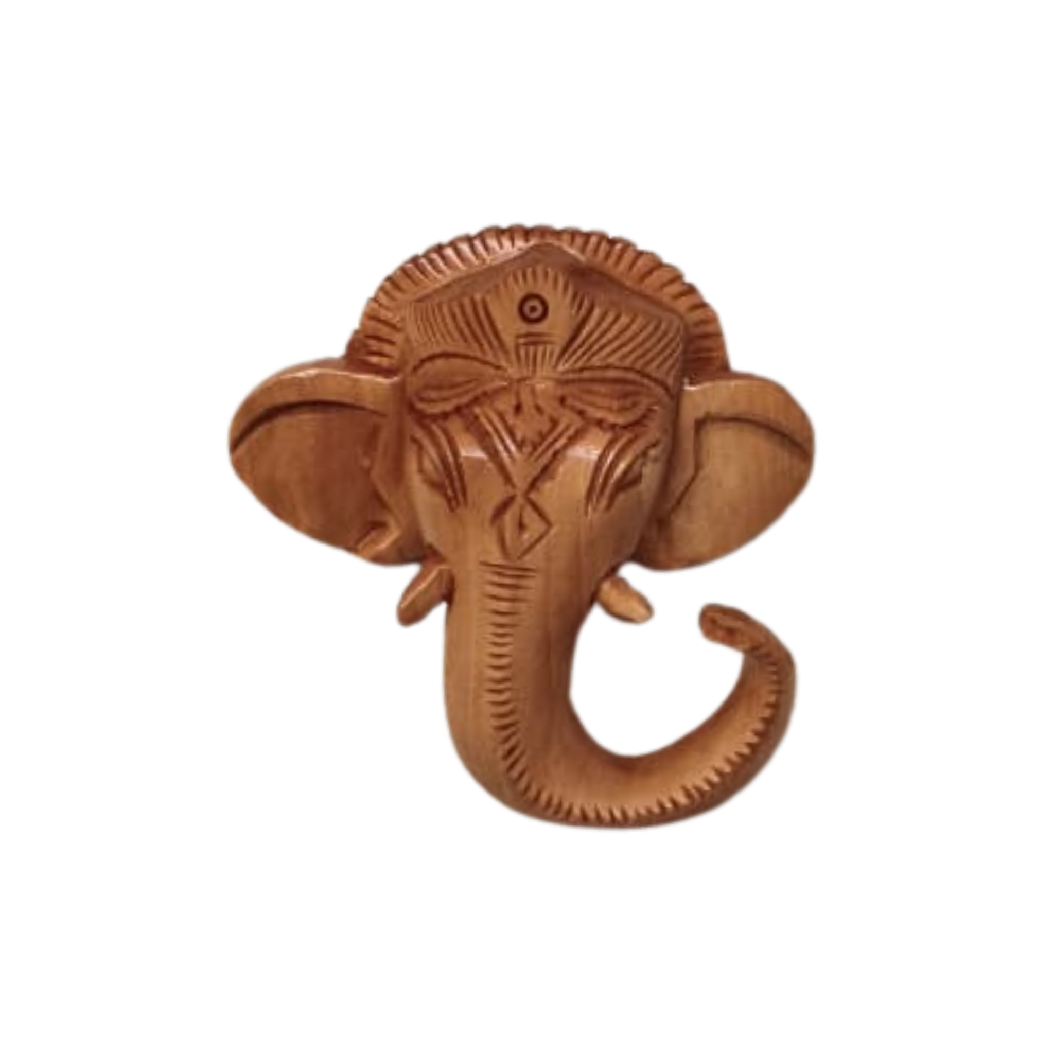 Hand-Carved Wooden Ganesha Elephant Head Wall Hanging
