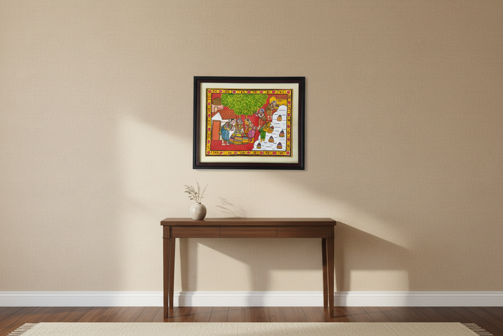 Hand-Painted Bathukamma Festival Cheriyal Painting   Cheriyala Painting