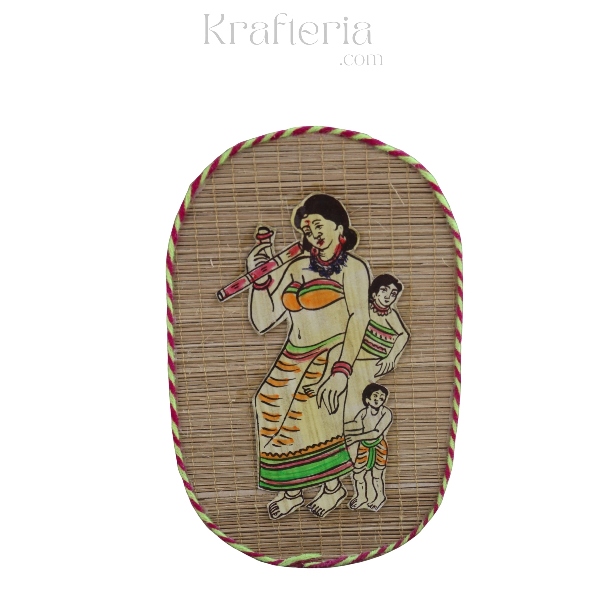 Village Lady with Baby – Handmade Bamboo Wall Decoration