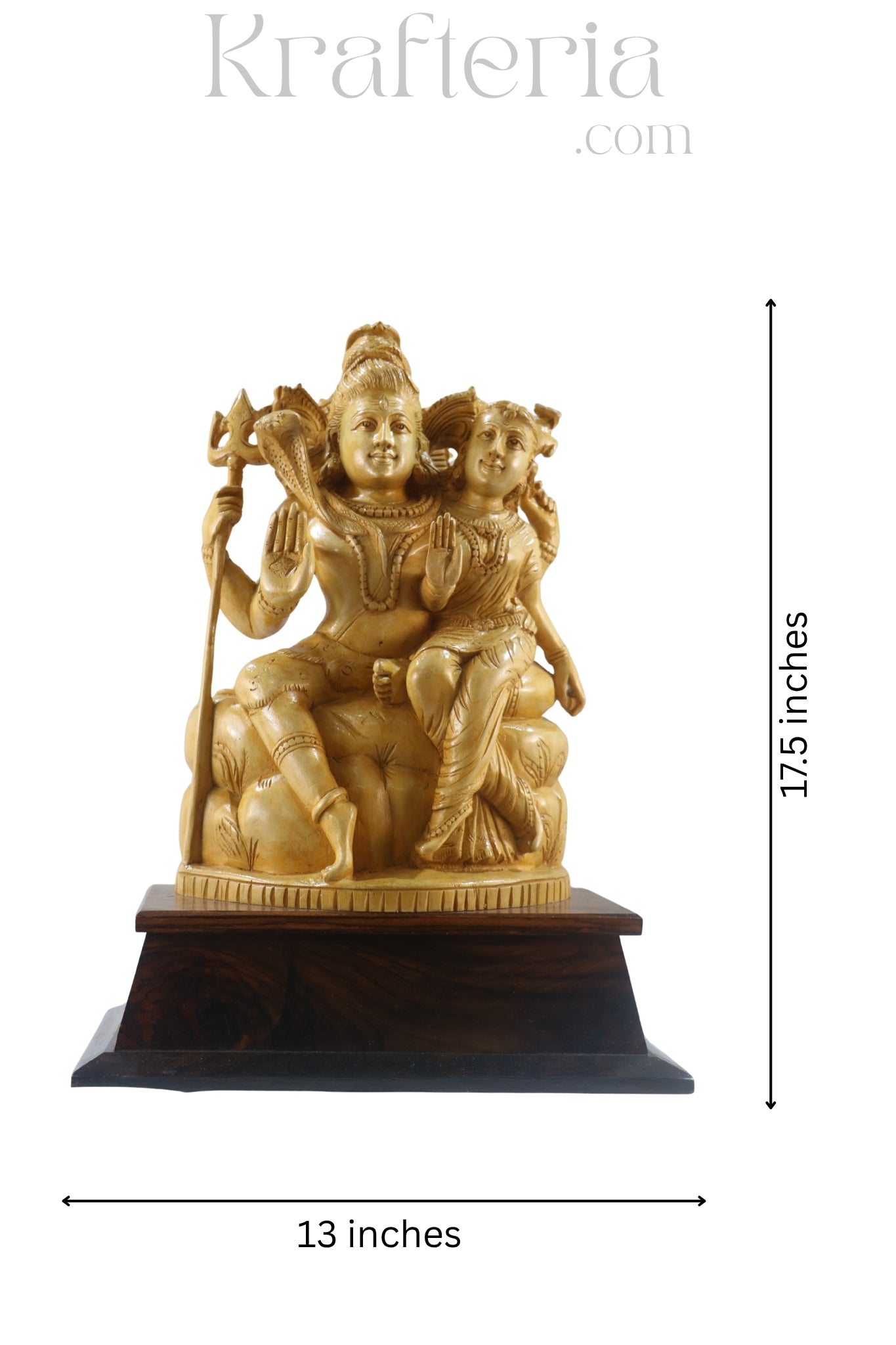 Divine Shiva & Parvati Statue – Traditional Handcarved Wooden Art