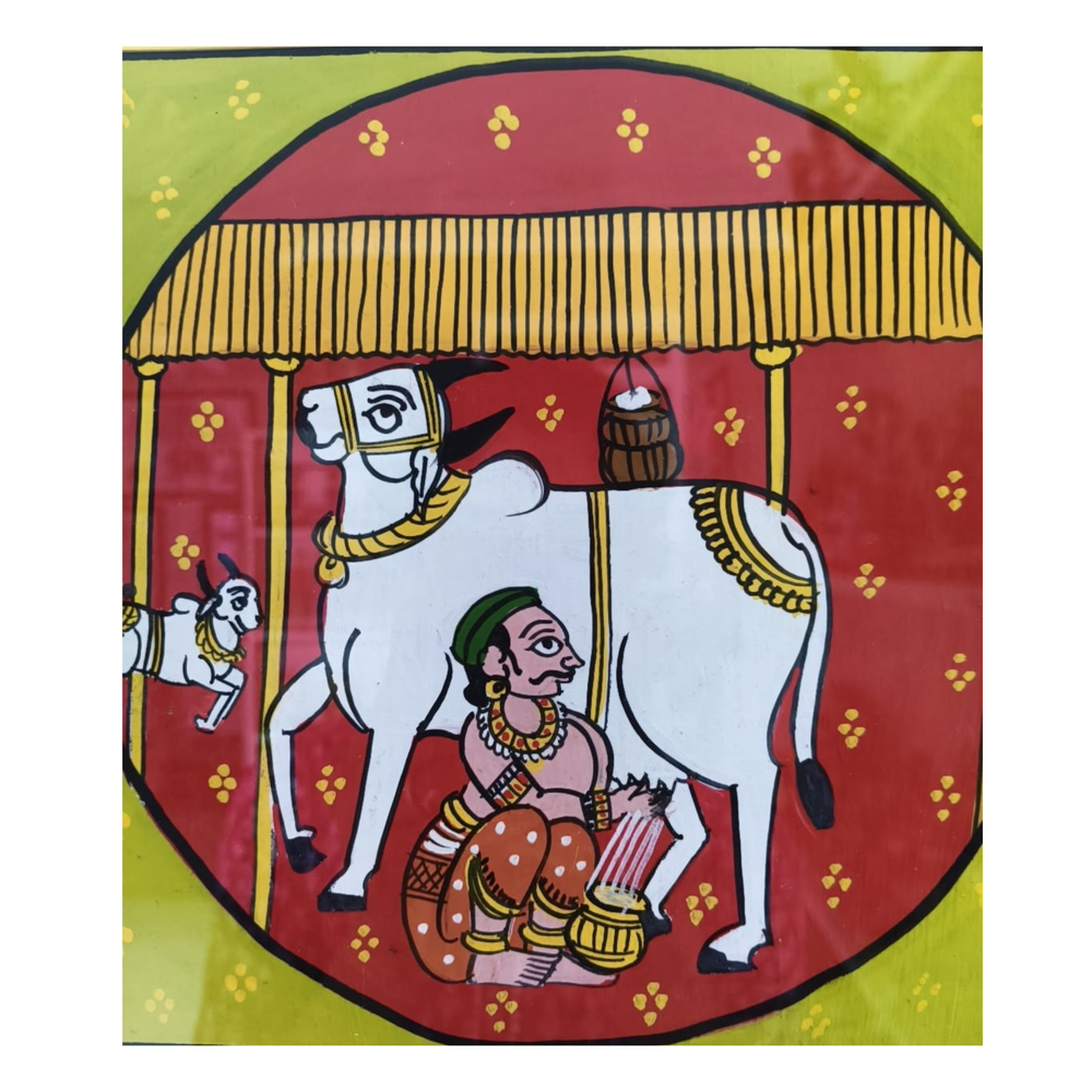 Cheriyal Cow Painting – Traditional Indian Rural Life Folk Art   Cheriyala Painting