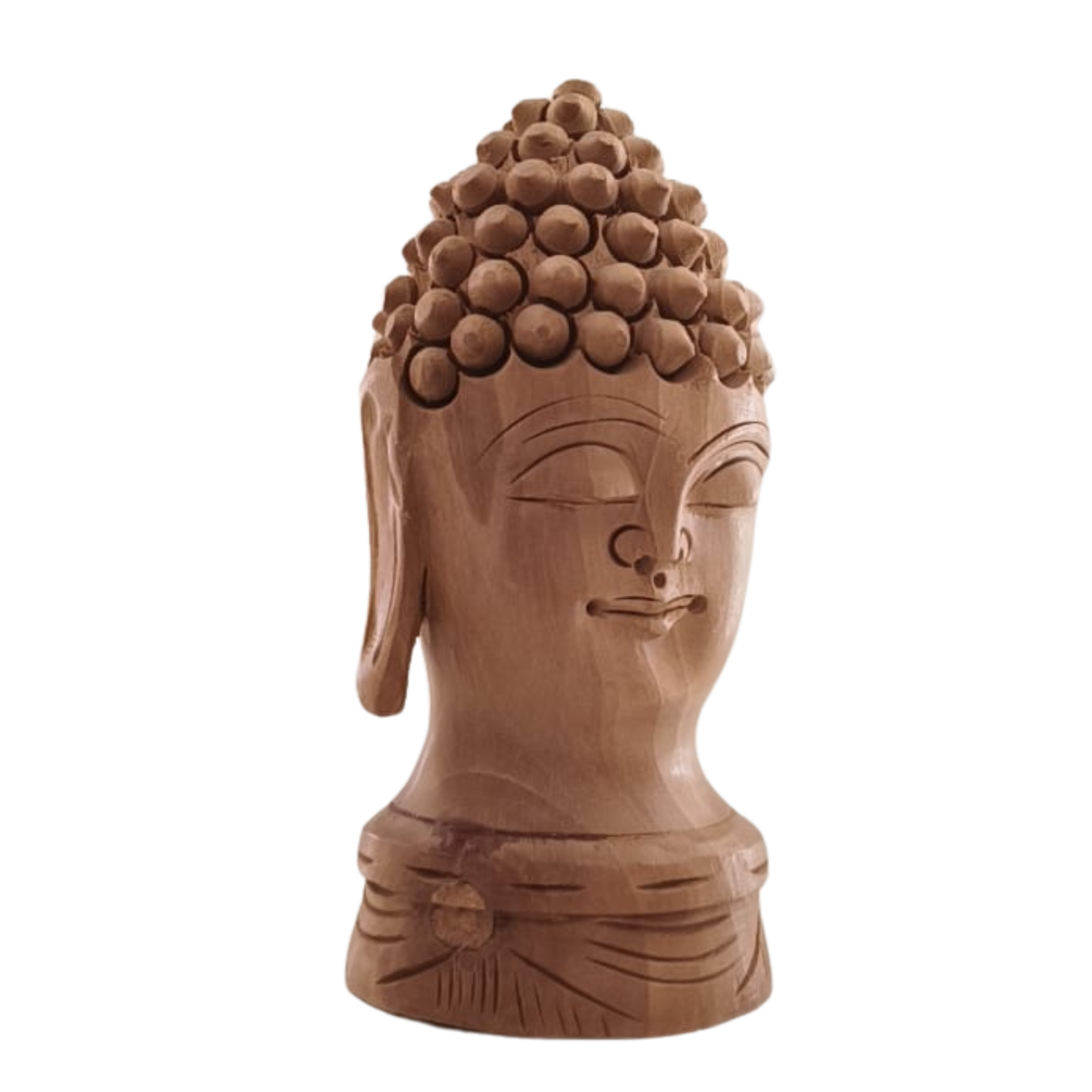 Buddha Wooden Head Statue | Hand-Carved Spiritual Decor