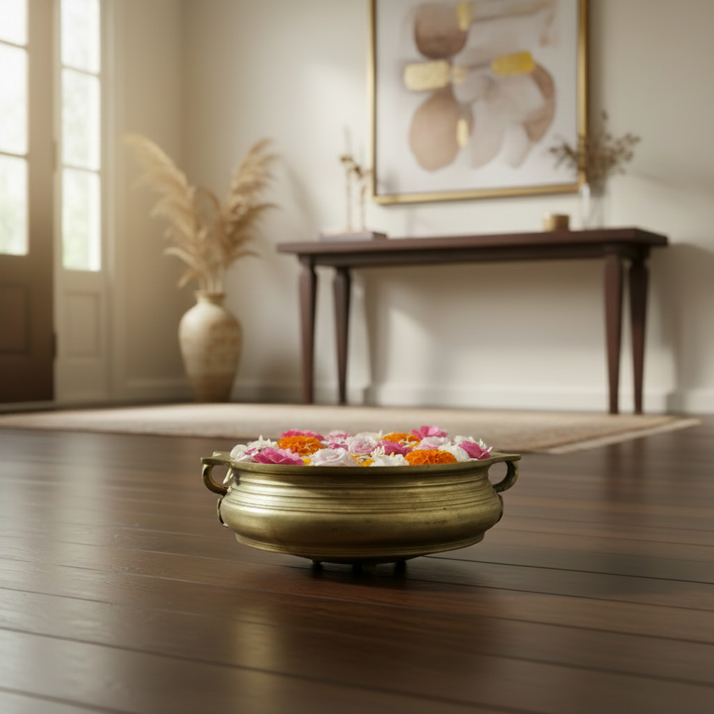 Handcrafted Bronze Uruli – Perfect for Floating Flowers & Home Decor