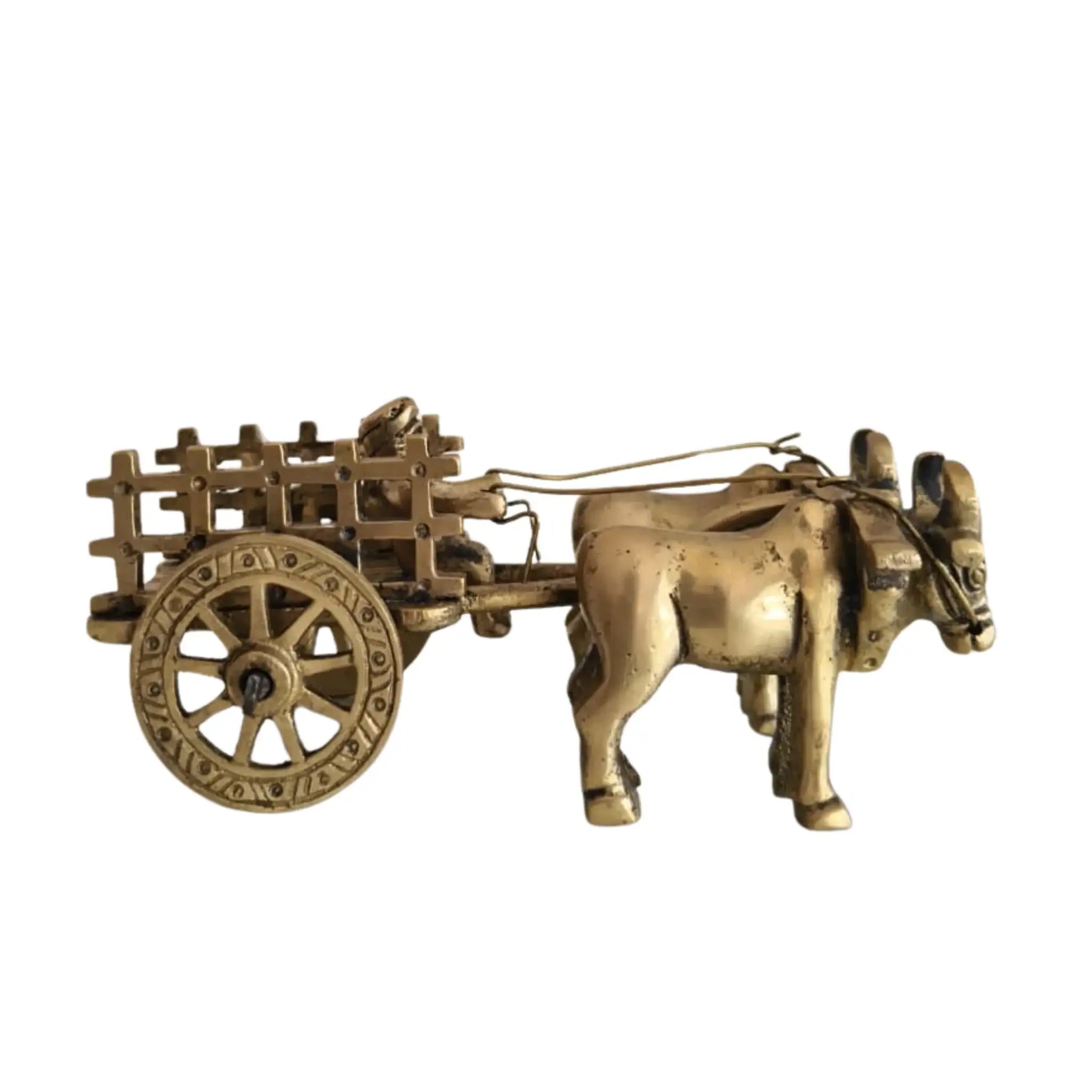 Brass Bullock Cart Figurine with Covered Canopy | Traditional Home Decor Showpiece   Brass Ware