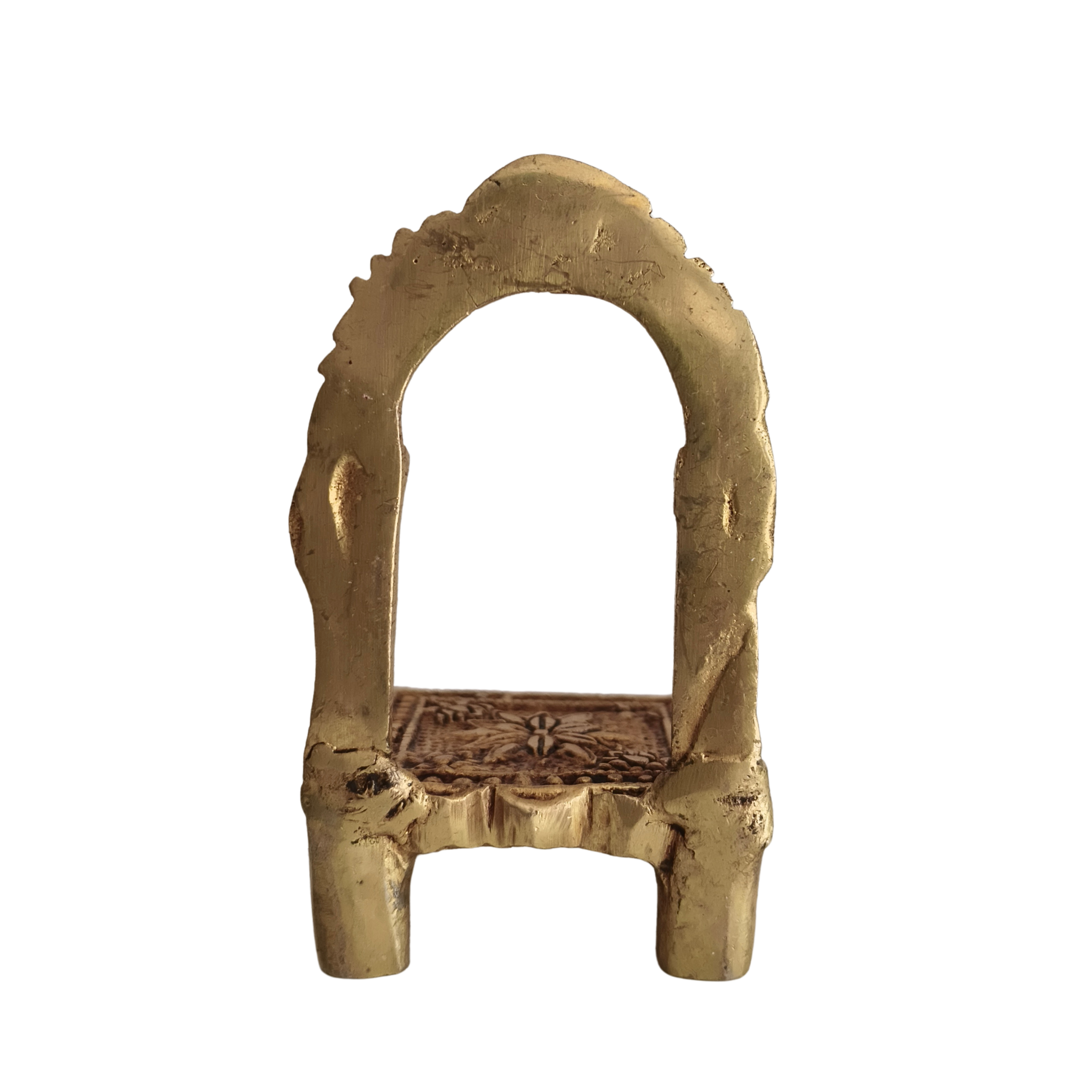 Golden Brass Simhasan (Throne) with Elegant Arch Frame