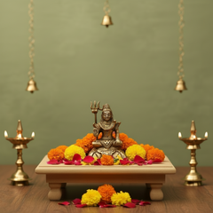 Exquisite Handcrafted Brass Idol of Lord Shiva in Meditation with Trishula