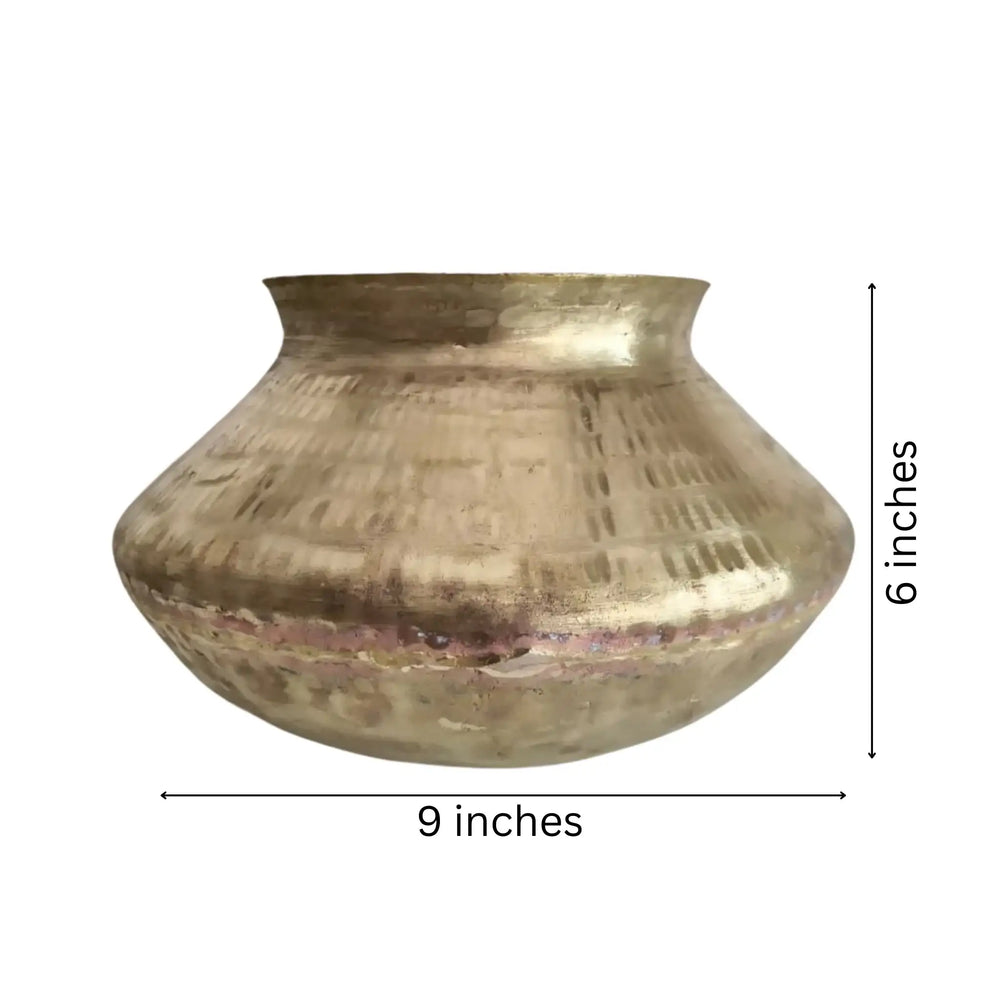 Antique style brass water pot with rounded base
