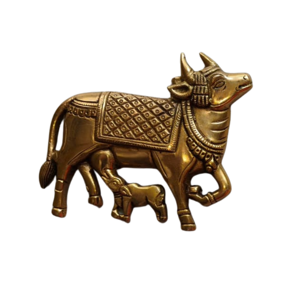 Sacred Golden Brass Nandi Wall Hanging / Decor Idol   Brass Ware