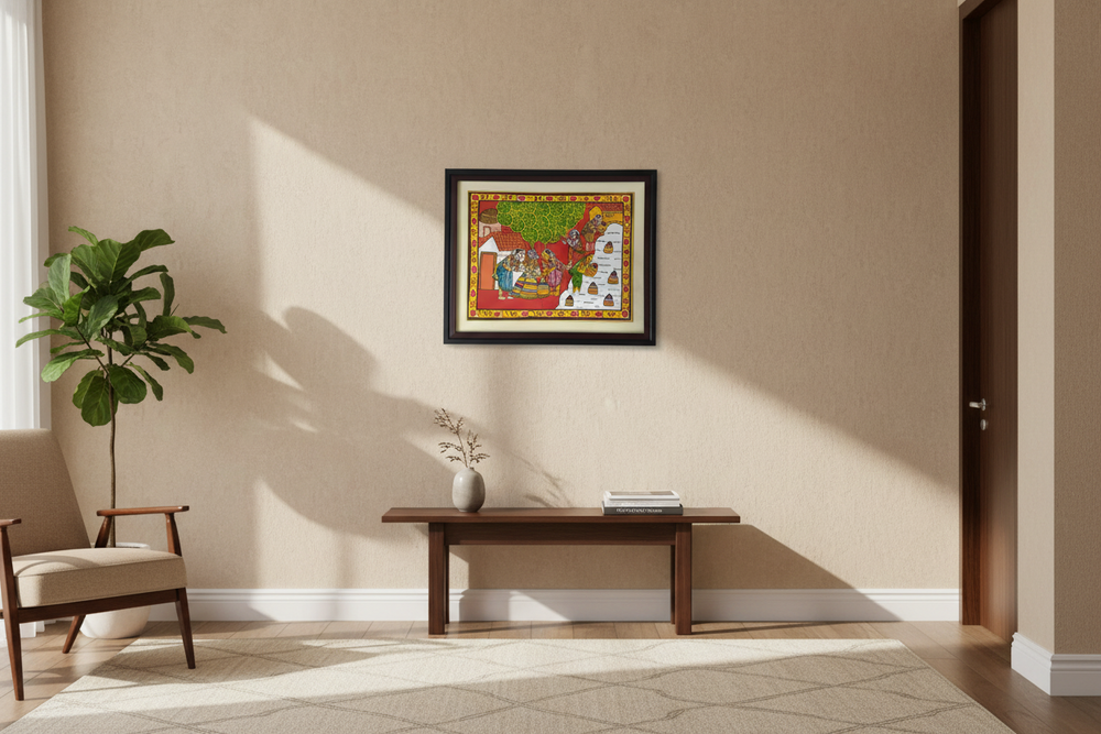 Hand-Painted Bathukamma Festival Cheriyal Painting   Cheriyala Painting