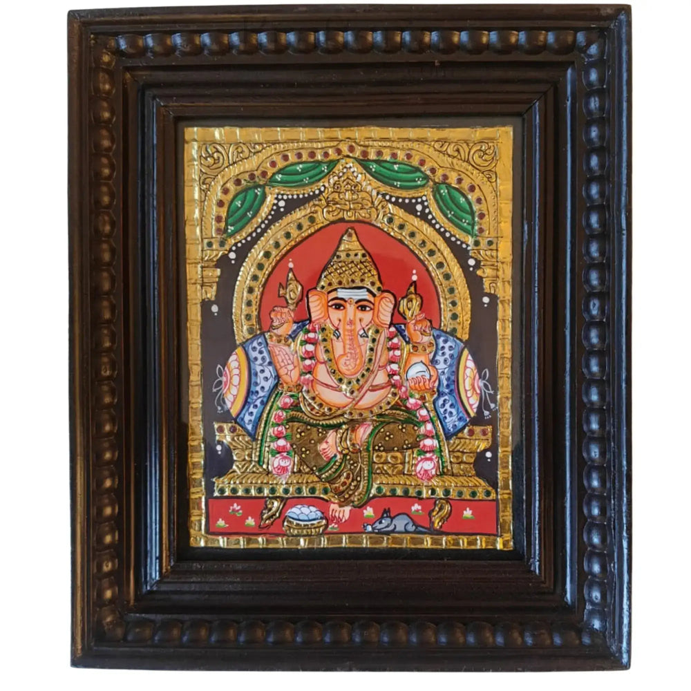 Divine Presence: Lord Ganesha in Tanjavur Style   Paintings