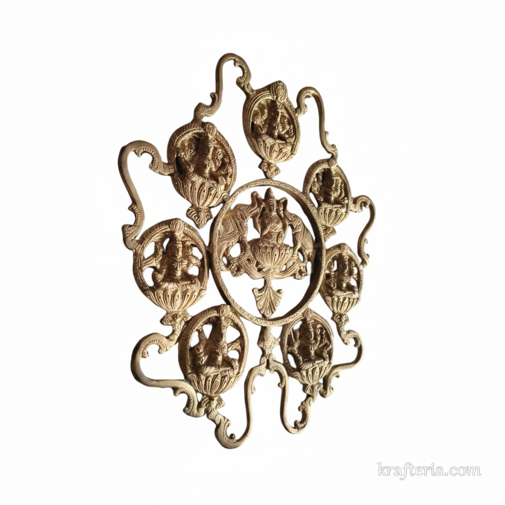 Divine Brass Ashta Lakshmi Wall Hanging – Handcrafted 8 Forms of Wealth Mandala   Brass Artwork
