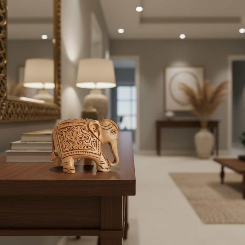 Hand-Carved Wooden Elephants – Artisan Decorative Sculptures
