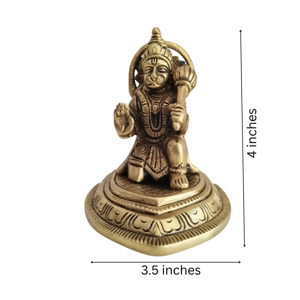 Brass Lord Hanuman Idol with Gada – Symbol of Devotion, Strength, and Protection   Brass Ware