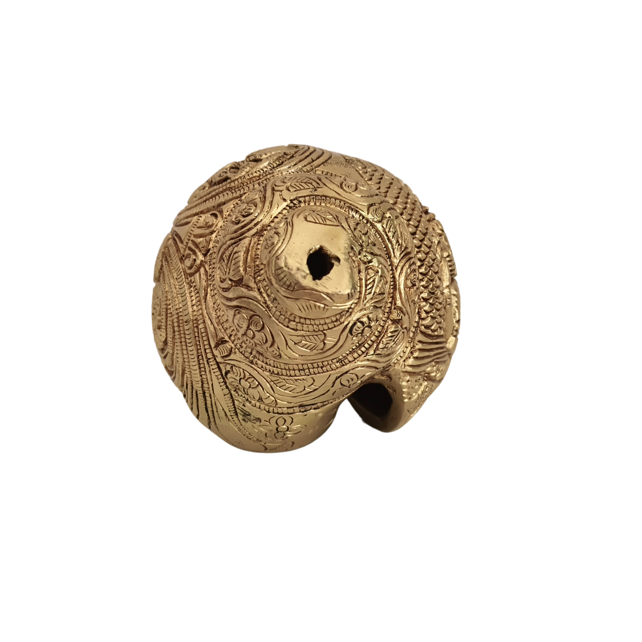 Intricately Carved Brass Decorative Shankha (Conch Shell) with Hindu Deities