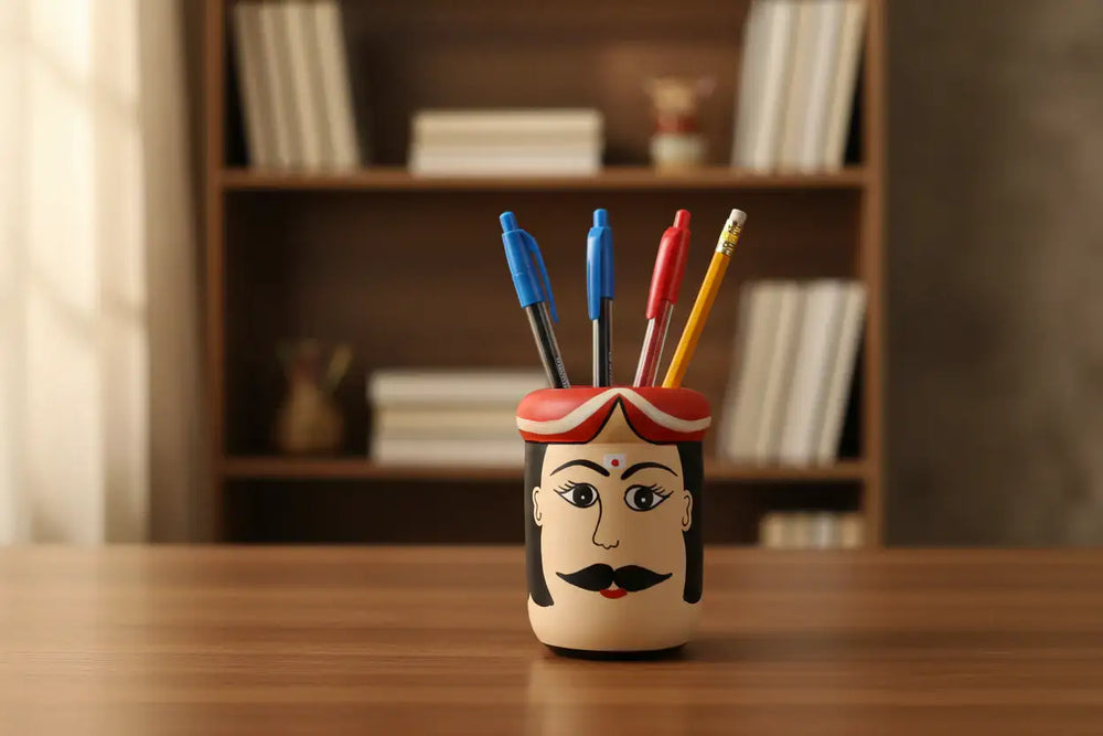 Ethnic Rajasthani art pen stand office accessory