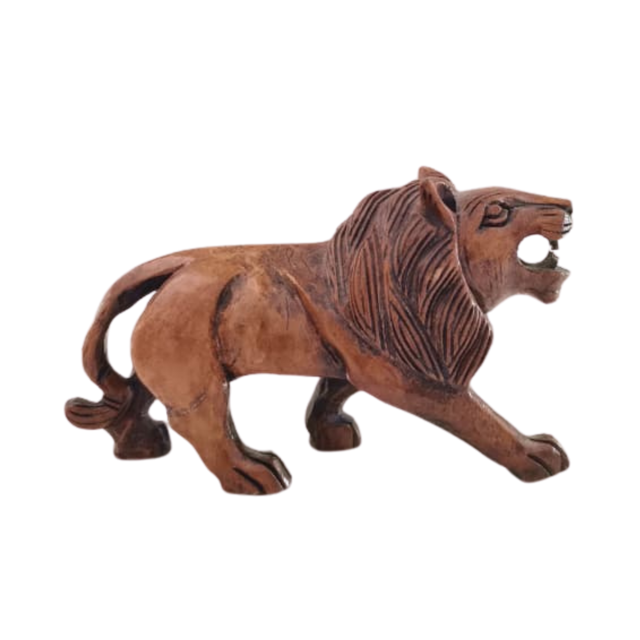 Wooden Lion Carving | Intricate Hand-Carved Animal Statue