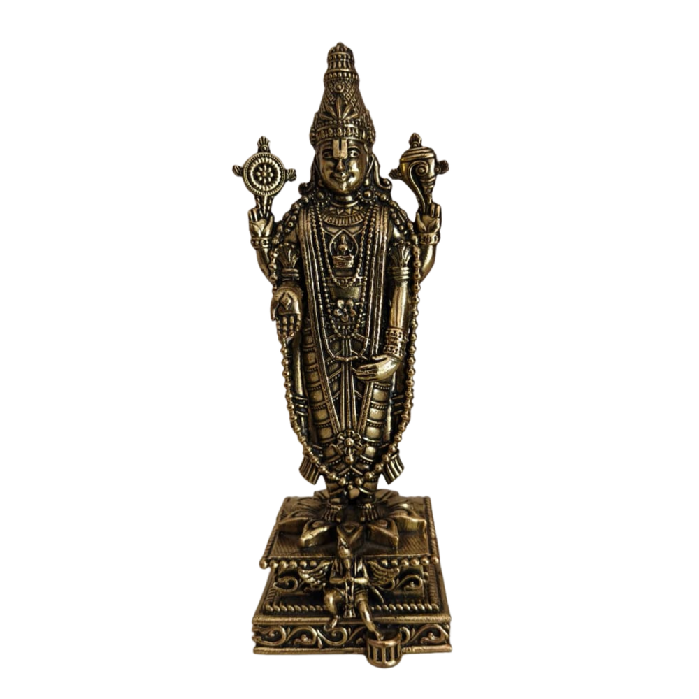 Brass Tirupati Balaji Statue - Standing Lord Venkateswara Idol for Home & Office   Brass Artwork
