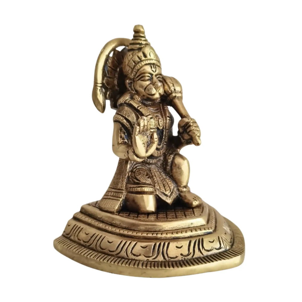 Brass Lord Hanuman Idol with Gada – Symbol of Devotion, Strength, and Protection   Brass Ware