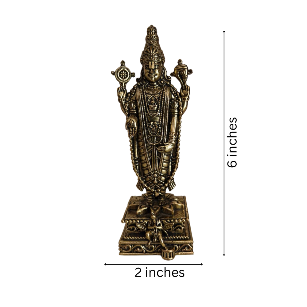 Brass Tirupati Balaji Statue - Standing Lord Venkateswara Idol for Home & Office   Brass Artwork