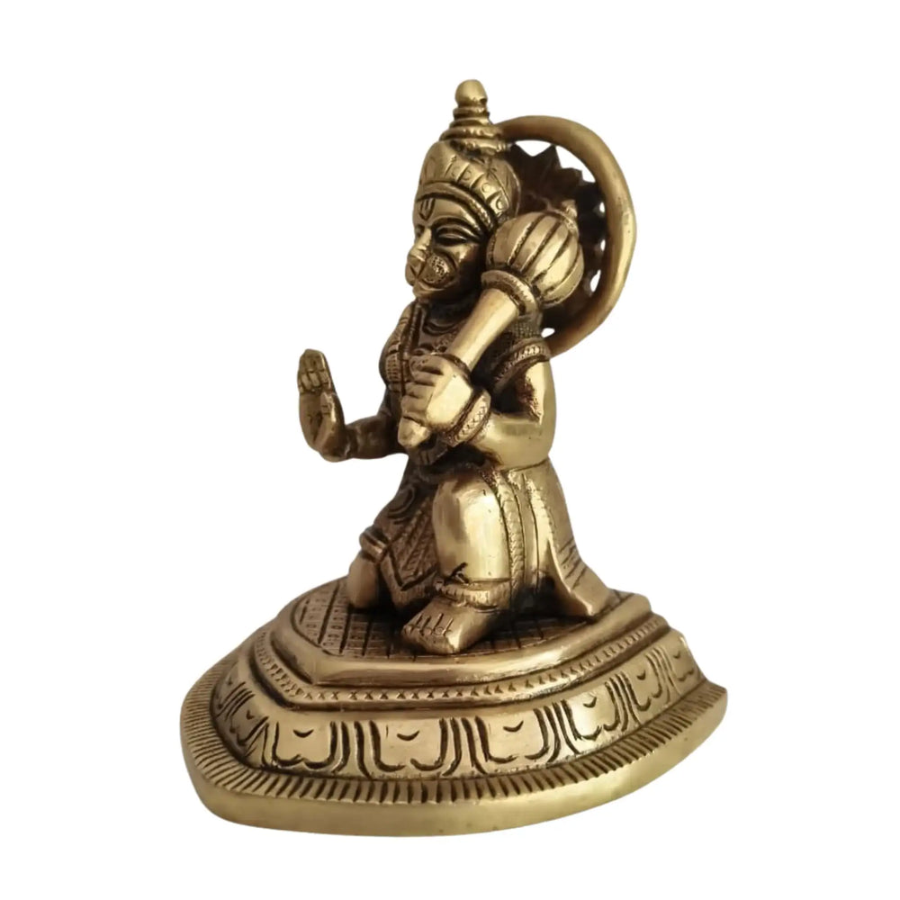 Brass Lord Hanuman Idol with Gada – Symbol of Devotion, Strength, and Protection   Brass Ware