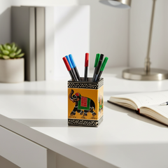 Colorful Handcrafted Pen Holder | Decorative Office Accessory