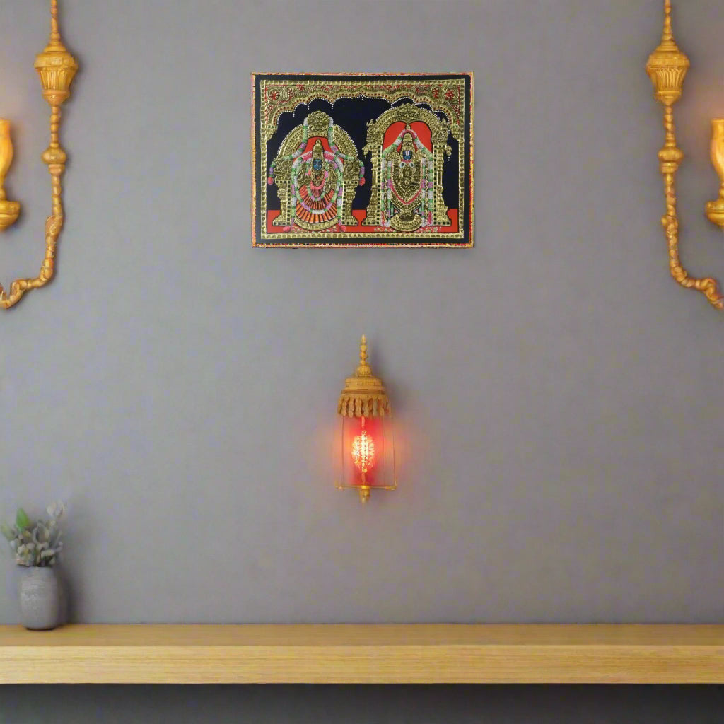 Handpainted Balaji Padmavathi Thanjavur Painting – Vibrant & Detailed