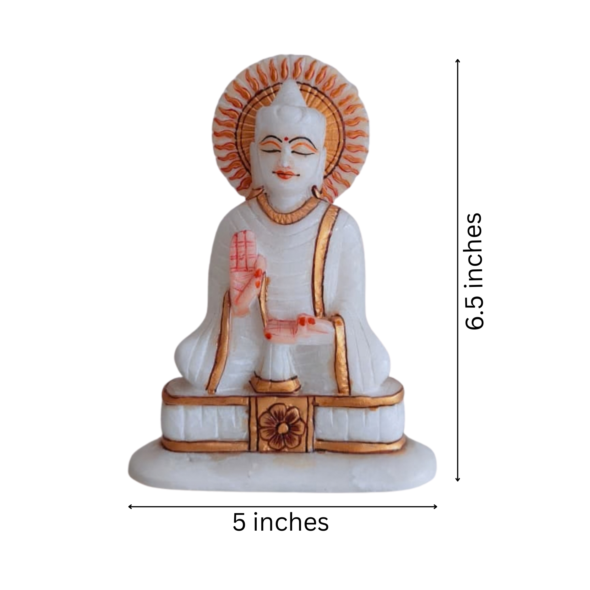 Spiritual white marble Buddha figurine with detailed gold finish.