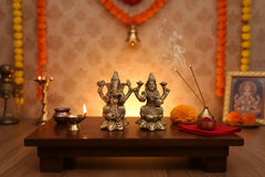 Brass Lakshmi & Ganesha Idol Set – Traditional Goddess Statue   Brass Ware