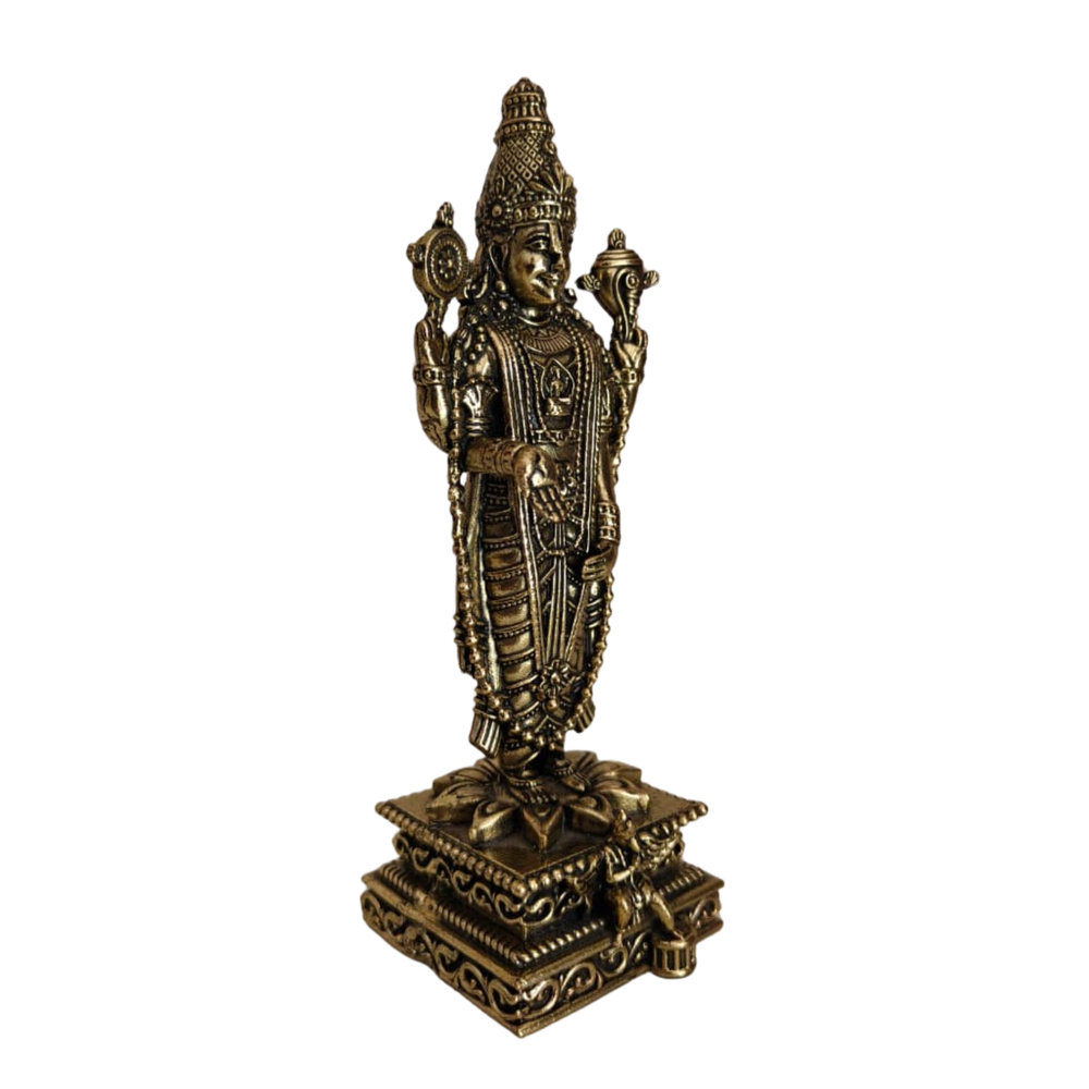 Brass Tirupati Balaji Statue - Standing Lord Venkateswara Idol for Home & Office   Brass Artwork