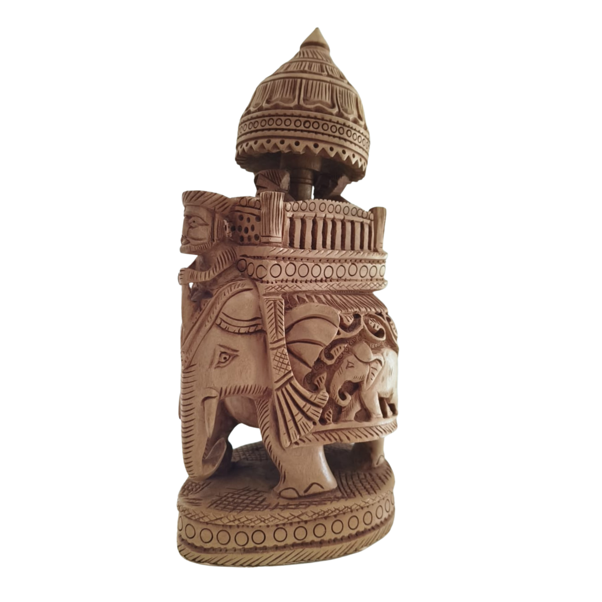 Handcrafted Ambari Elephant with Umbrella | Traditional Indian Decor