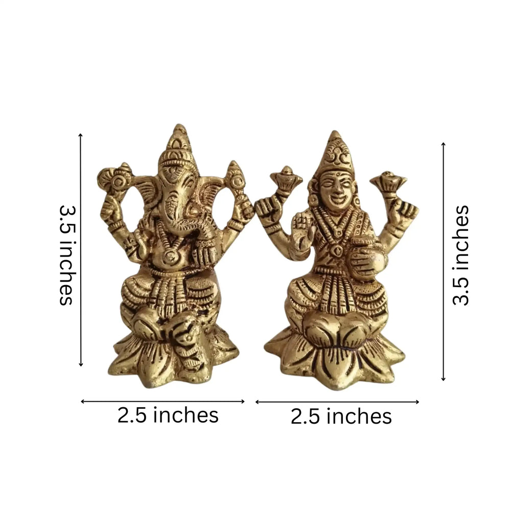 Brass Lakshmi & Ganesha Idol Set – Traditional Goddess Statue   Brass Ware