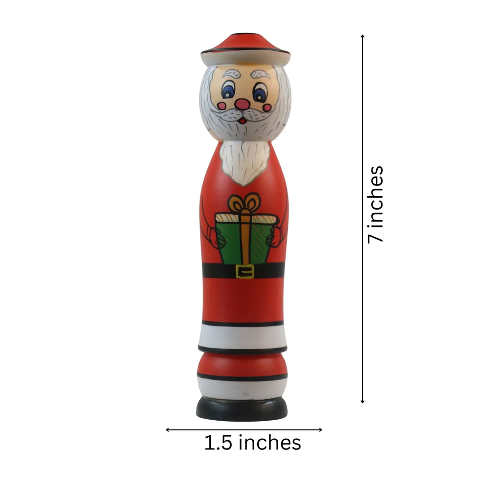 Handmade Santa and Joker peg dolls with child-safe paint