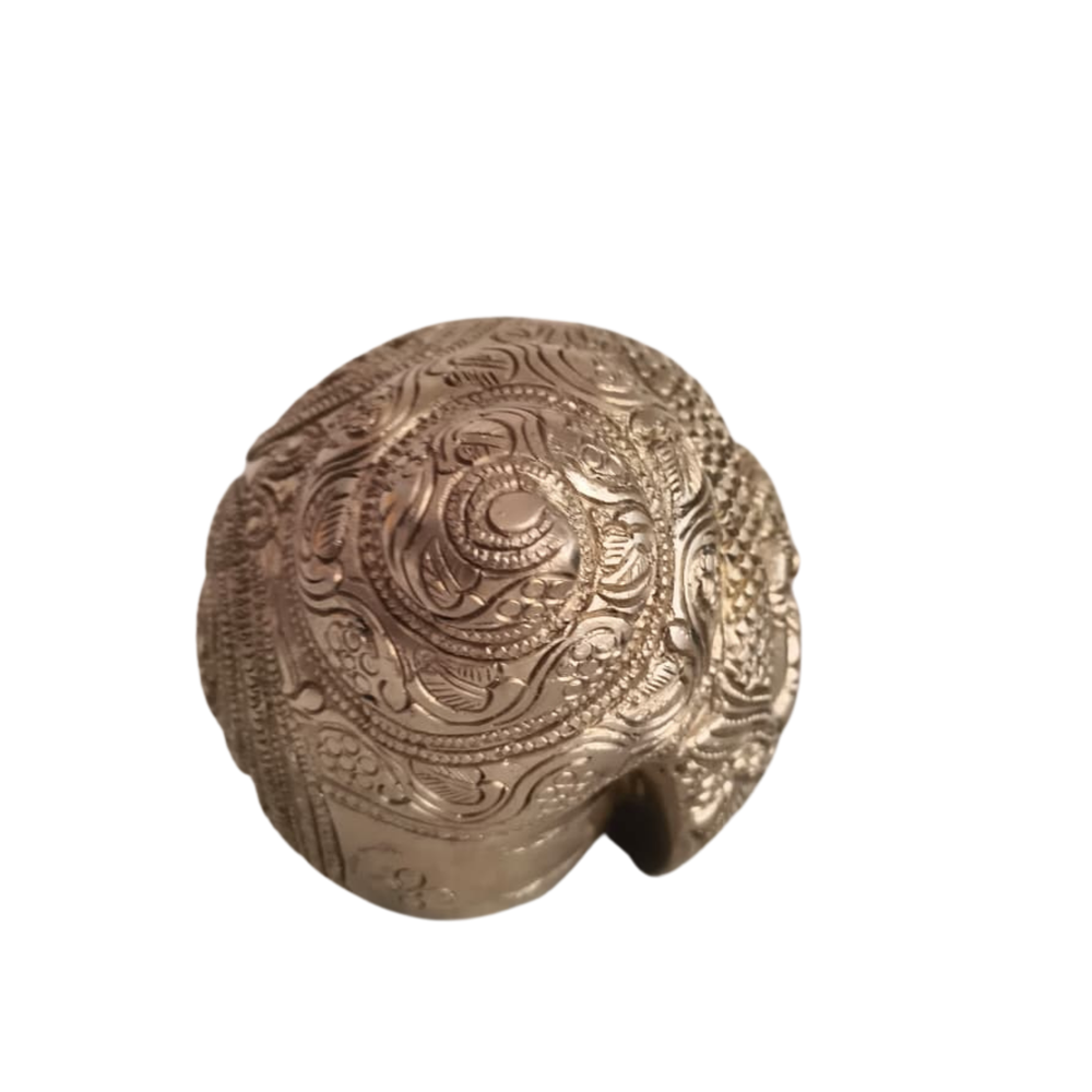 Handcrafted Brass Shankh with Vishnu Lakshmi Relief | Decorative Spiritual Conch Shell   Brass Artwork